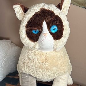 GUND Grumpy Cat 20” X-large Plush Stuffed Animal Fuzzy Beige/Brown Blue Eyes